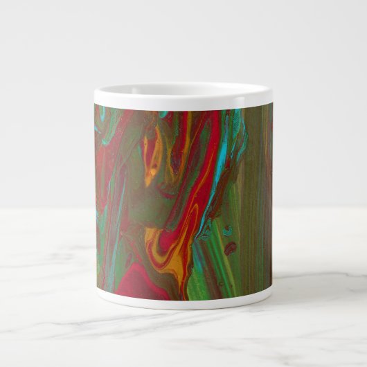 Rag To Riches 1 Bold Red Green Abstract Drink Mug ジャンボコーヒーマグカップ (正面)