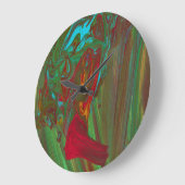 Rag To Riches 1 Bold Red Green Abstract Wall Clock ラージ壁時計 (傾斜)