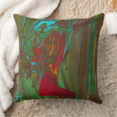 Rag To Riches 1 Red Green Abstract Accent Pillow クッション (ブランケット)