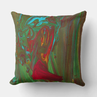 Rag To Riches 1 Red Green Abstract Accent Pillow クッション