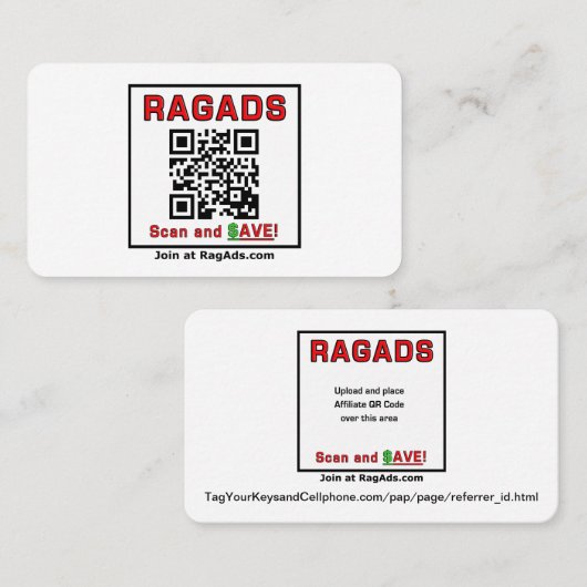 RAGADSの与えビジネスカードを出して、支払いを受け取る! 名刺 (正面/裏面)