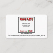 RAGADSの与えビジネスカードを出して、支払いを受け取る! 名刺 (裏面)