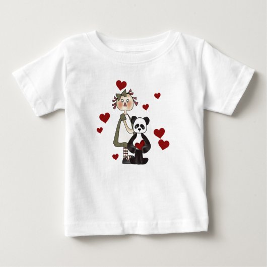 Ragdollおよびパンダのバレンタイン ベビーTシャツ (正面)