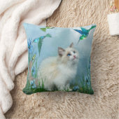 Ragdollの子猫およびハチドリの芸術デザイナー枕 クッション (ブランケット)
