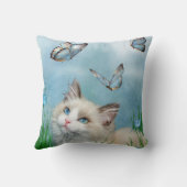 Ragdollの子猫および蝶芸術の装飾者の枕 クッション (裏面)