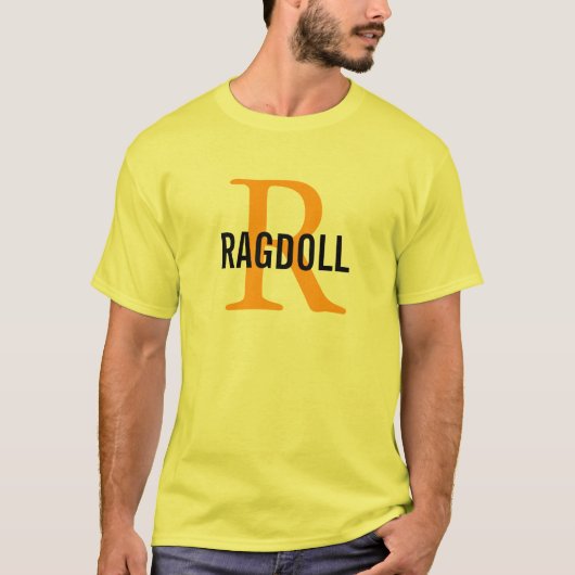 Ragdoll猫のモノグラムのデザイン Tシャツ (正面)