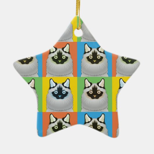 Ragdoll猫の漫画の破裂音芸術(シール点の) セラミックオーナメント (裏面)