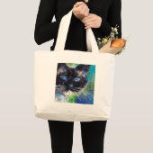 Ragdoll猫の絵画 ラージトートバッグ (正面(商品))