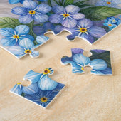 Ragdoll Cat Among Forget-Me-Not Flowers ジグソーパズル (側面)