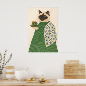 Ragdoll Cat Coffee Art Print, Floral Green Jacket ポスター (キッチン)