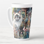 Ragdoll Cat in English Garden カフェラテマグ (左アングル)