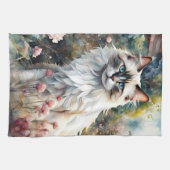 Ragdoll Cat in English Garden キッチンタオル (横)