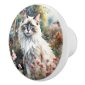 Ragdoll Cat in English Garden セラミックノブ (右)