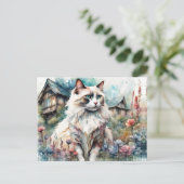 Ragdoll Cat in English Garden ポストカード (スタンド正面)