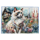 Ragdoll Cat in English Garden ラージペーパーバッグ (裏面)
