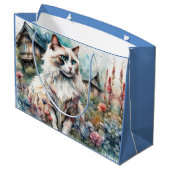 Ragdoll Cat in English Garden ラージペーパーバッグ (裏面アングル)