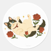 Ragdoll Cat in Roses ラウンドシール (正面)