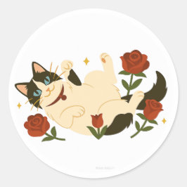 Ragdoll Cat in Roses ラウンドシール