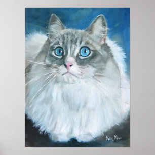 Ragdoll cat oil painting ポスター