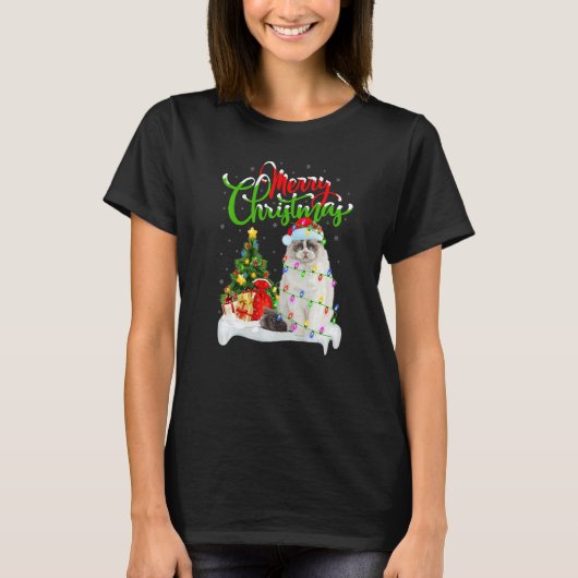 Ragdoll Cat Xmas Decorations Santa Ragdoll Christ Tシャツ (正面)
