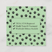 Ragdoll Cattery Customizable Cat Breeder スクエア名刺 (裏面)