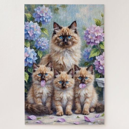 Ragdoll Hydrangea Garden Art ジグソーパズル (縦)