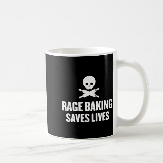 Rage Baking Saves Live Skull Funny Baker Cook Chef コーヒーマグカップ (右)