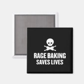 Rage Baking Saves Live Skull Funny Baker Cook Chef マグネット (正面/裏面)