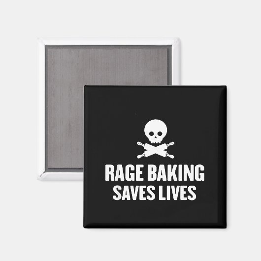 Rage Baking Saves Live Skull Funny Baker Cook Chef マグネット (正面/裏面)