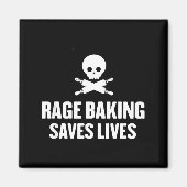 Rage Baking Saves Live Skull Funny Baker Cook Chef マグネット (正面)
