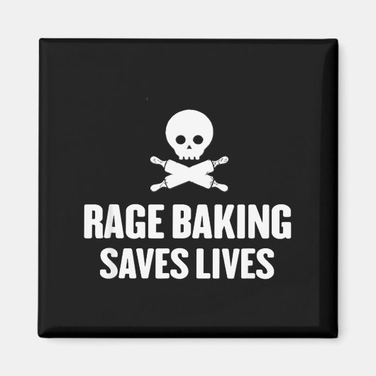Rage Baking Saves Live Skull Funny Baker Cook Chef マグネット (正面)