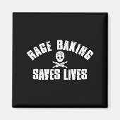Rage Baking Saves Live Skull Funny Baker Cook Chef マグネット (正面)