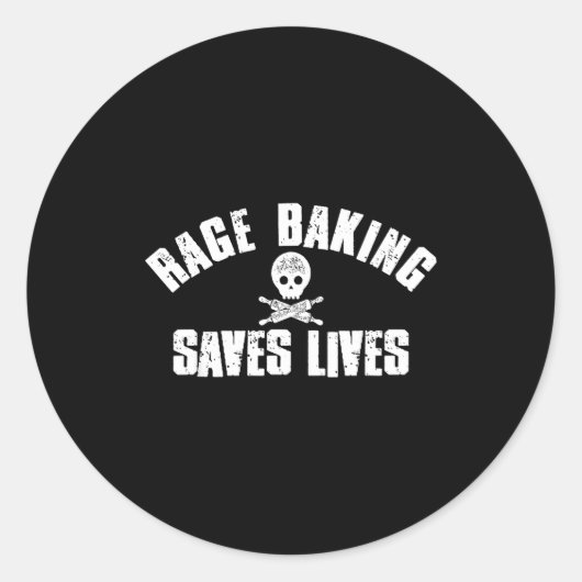 Rage Baking Saves Live Skull Funny Baker Cook Chef ラウンドシール (正面)
