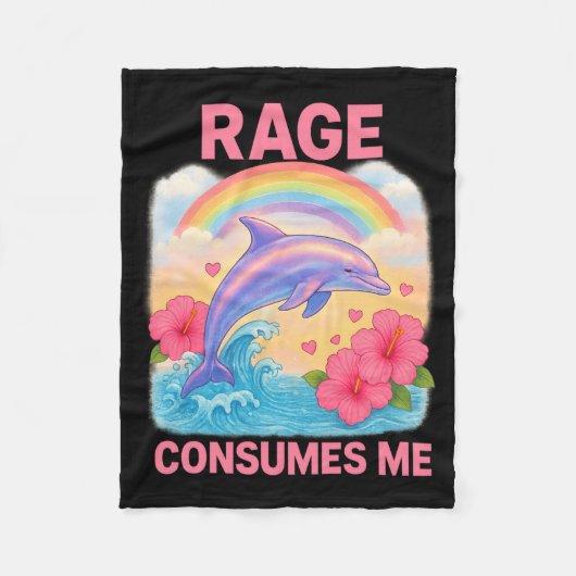 Rage Consumes Me Dolphin  フリースブランケット (正面)