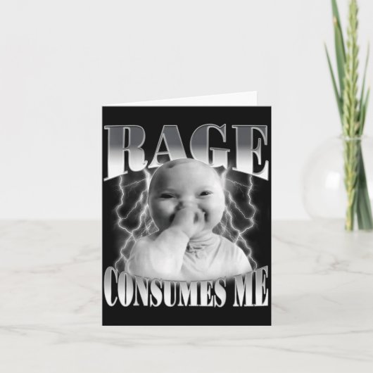 Rage Consumes Me Funny Ai Baby Holding Laugh Brain カード (正面)