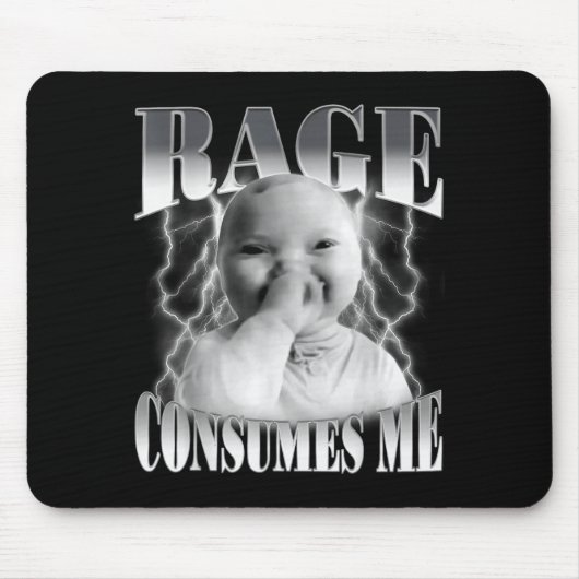 Rage Consumes Me Funny Ai Baby Holding Laugh Brain マウスパッド (正面)