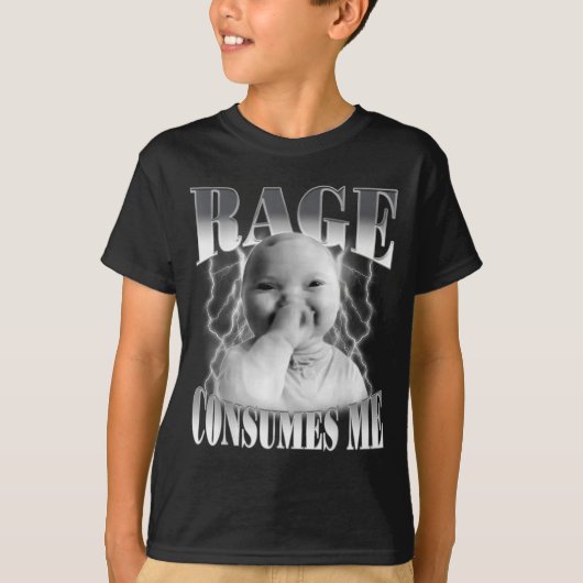 Rage Consumes Me Funny Ai Baby Holding Laugh Brain Tシャツ (正面)