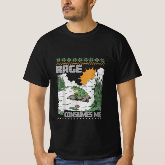 Rage Consumes Me Funny Frog Meme Retro Humor Joke Tシャツ (正面)