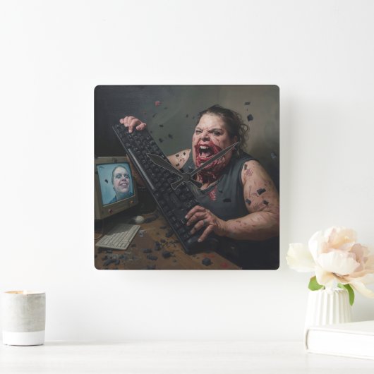 Rage Error: System Failure - Ctrl Alt Delirium スクエア壁時計 (ホーム)