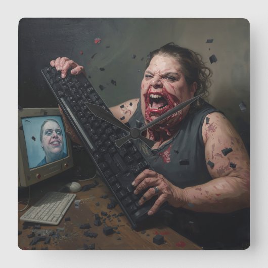 Rage Error: System Failure - Ctrl Alt Delirium スクエア壁時計 (正面)