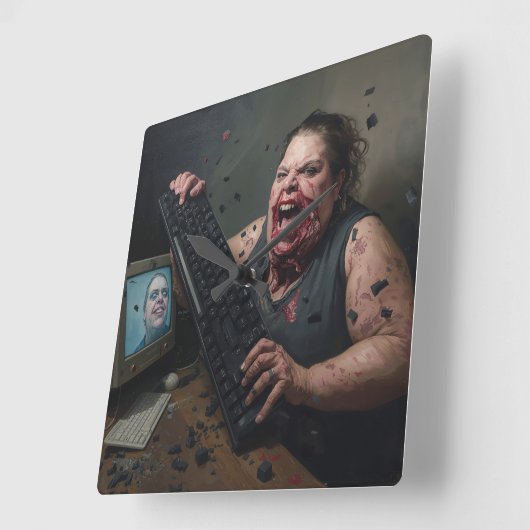 Rage Error: System Failure - Ctrl Alt Delirium スクエア壁時計 (傾斜)