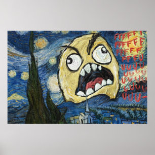 Rage Face Meme Face Comic Classy Painting ポスター