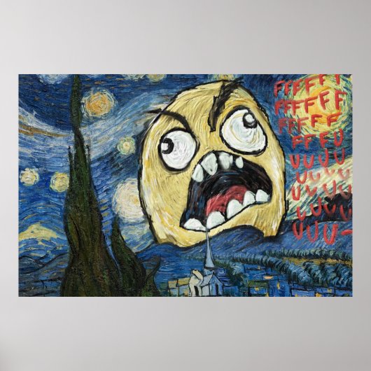 Rage Face Meme Face Comic Classy Painting ポスター (正面)