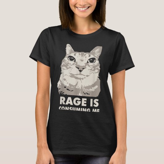 Rage Is Consuming Me Angry Cat Meme Sarcasm Funny  Tシャツ (正面)