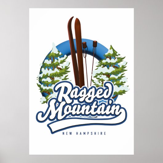 Ragged Mountain New Hampshireスキーロゴ ポスター (正面)