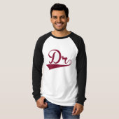 Raglandあずき色および白人の博士の長袖のワイシャツ Tシャツ (正面フル)