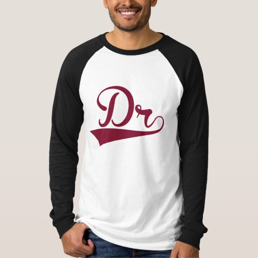 Raglandあずき色および白人の博士の長袖のワイシャツ Tシャツ (正面)