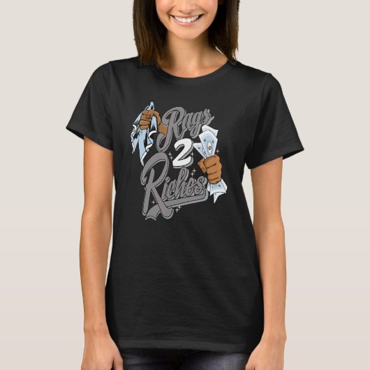 Rags 2 Riches カッコいい Gray 11sマッチング Tシャツ (正面)