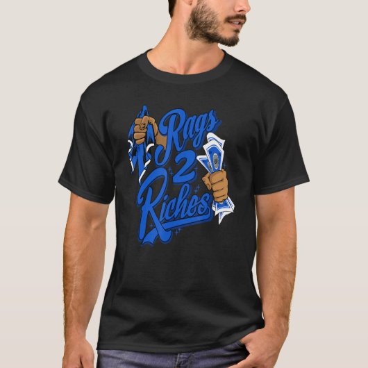 Rags 2 Riches Racer Blue 5s Matching Tシャツ (正面)