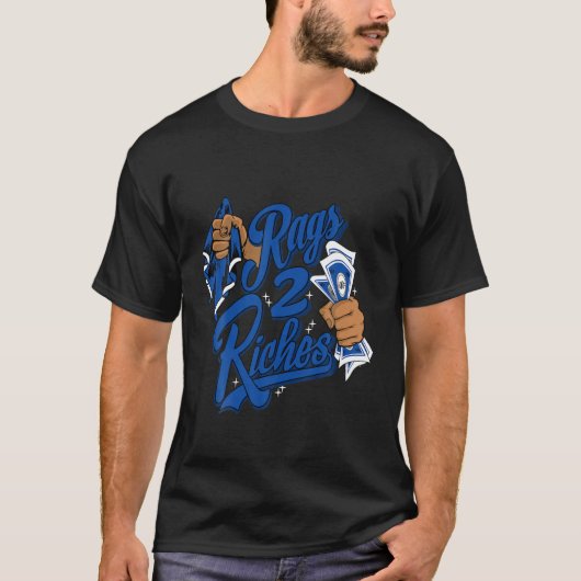 Rags 2 Riches To Matching High OG Dark Marina Blue Tシャツ (正面)